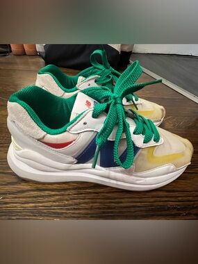 New Balance x Staud Multicolor Athletic Sneakers with Green Laces